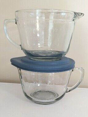 Anchor Hocking 2 Qt Glass Mixing Bowls w/ Blue Lid